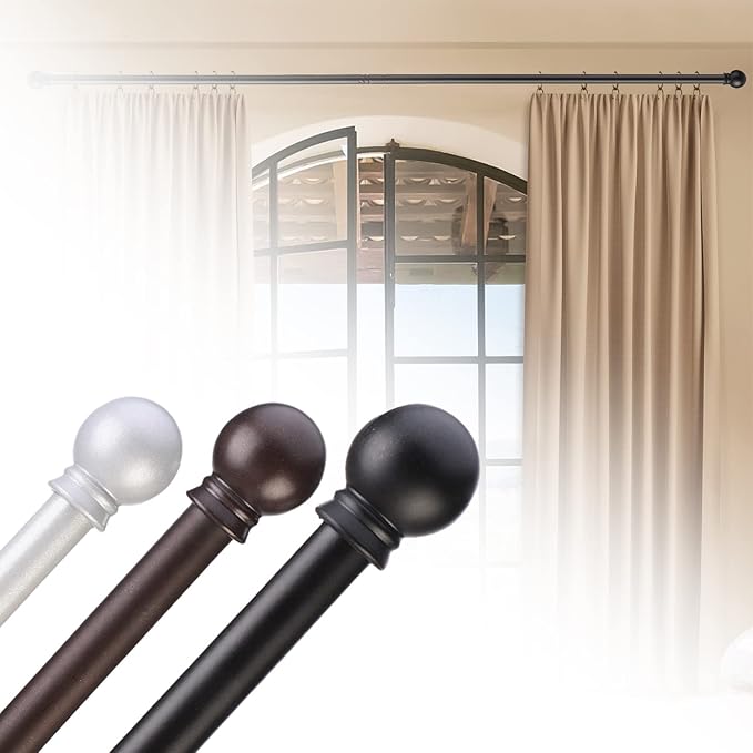GXOACKJ Curtain Rods for windows 32-48 inch, 5/8 inch Decorative Silver Splicing Heavy Duty Metal Curtain Rod set with Brackets