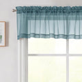 Dusty Blue Valances for Windows, Sheer Curtains 14 Inch Length 2 Pack Kitchen Curtain, Modern Solid Mini Small Window Curtains for Cafe Bathroom Basement, Dusty Blue, 42" Wx14 L Inch