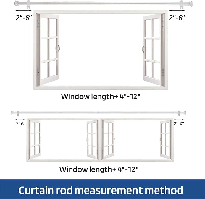 Standard Decorative Window Curtain Rods 30 to 88 Inch,5/8 Inch Diameter Small Curtain Rod Set, Heavy Duty Drapery Rods with Brackets Silver
