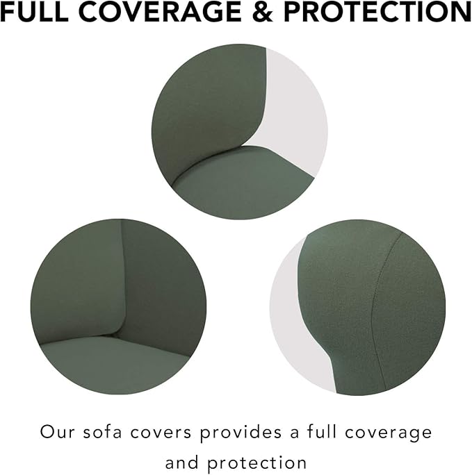 PureFit Super Stretch Sofa Slipcover – Spandex Non Slip Soft Couch Sofa Cover, Washable Furniture Protector with Non Skid Foam and Elastic Bottom for Kids, Pets （Sofa, Grayish Green）