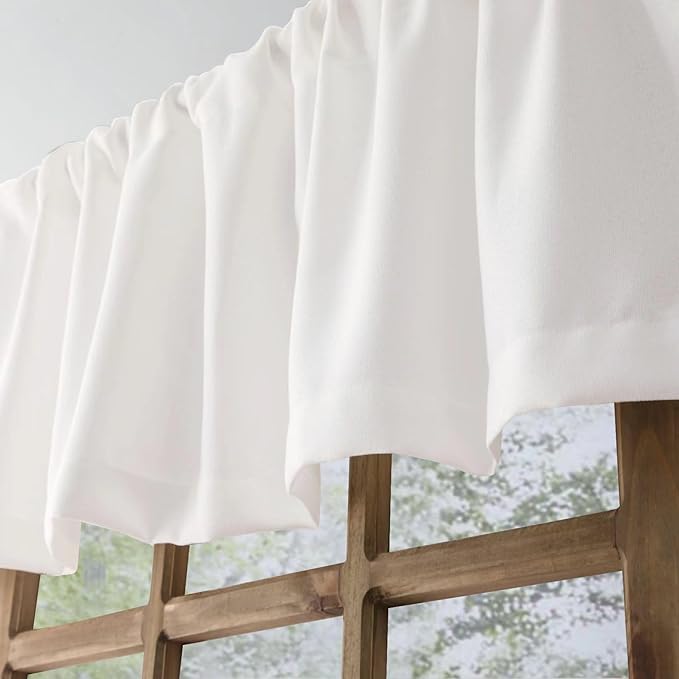 Faux Linen Valance for Windows Kitchen Living Room Valances Rod Pocket Farmhouse Country Rustic Bathroom Small Window Treatment (54x15 inch, White)