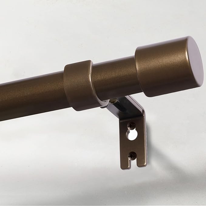 IFELS Heavy Duty Curtain Rods for Windows 48 to 84 Inch, 1 Inch Bronze Curtain Rods for Outdoor, Farmhouse, Bedroom, Kitchen, Living Room, Adjustable Easy Install Drapery Rod (A2,Bronze,30"-90")
