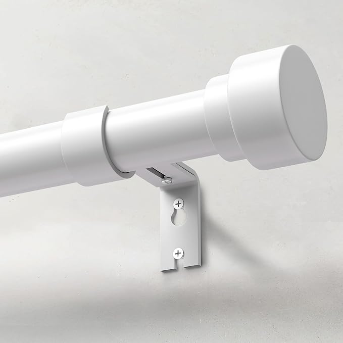 IFELS Heavy Duty Curtain Rods for Windows 72 to 144 Inch, 1 Inch Adjustable White Curtain Rod Set with Easy Installation and Modern Design (A1,White,30-150")