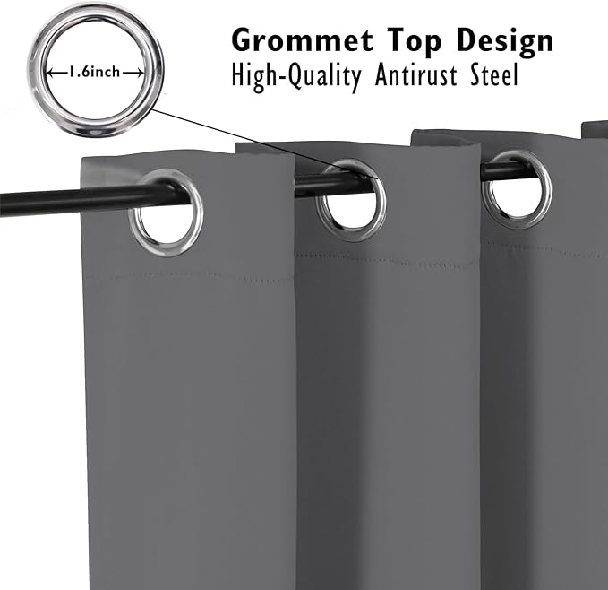 ChrisDowa Small Window Curtains 36 inches Long for Bedroom - Grommet Short Thermal Insulated Room Darkening Curtains for Kitchen (2 Panels, Grey, 52 x 36 Inch)