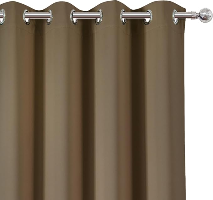 LEMOMO Brown Thermal Blackout Curtains/52 x 95 Inch/Set of 2 Panels Room Darkening Curtains for Bedroom