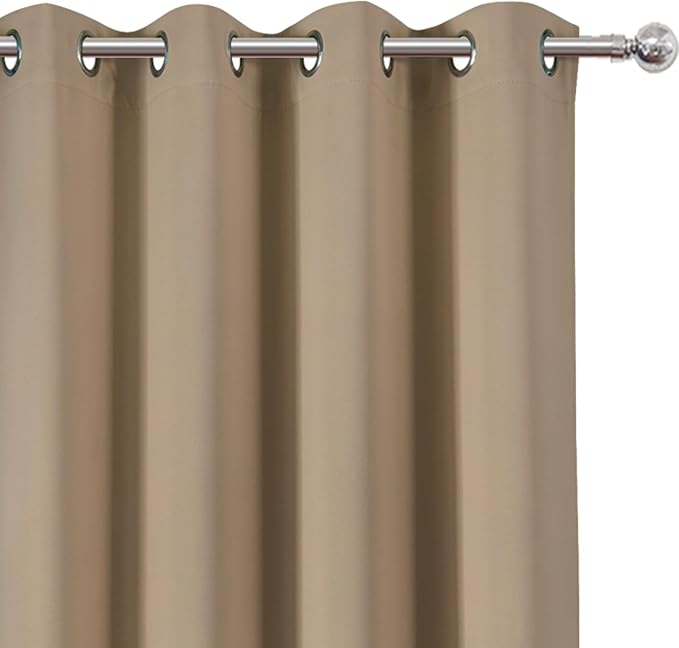 LEMOMO Natural Blackout Curtains 52 x 63 Inch Length/Set of 2 Curtain Panels/Thermal Insulated Room Darkening Curtains for Bedroom and Living Room