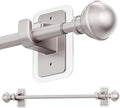 ENJOYBASICS No Drill Curtain Rods for Window 28 to 47 Inches, 5/8 Inch Diameter Renter Friendly Drapery Rod with Adhesive Brackets without Drilling, Adjustable from 27 to 52 Inches, Nickel