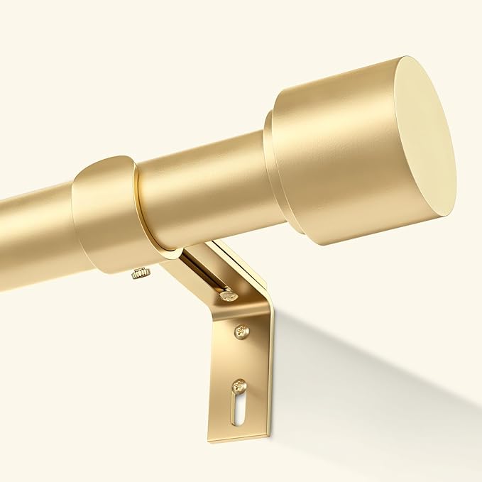 GEEBOBO Gold Curtain Rods for Windows 120 to 170 Inch, 1 Inch Extra Long Heavy Duty Easy Install Adjustable Curtain Rods Set for Outdoor, Farmhouse, Bedroom, Living Room (Gold, 30"-170")