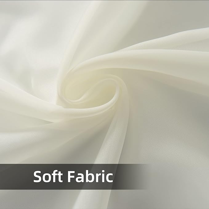 youleyar Solid Sheer Rod Pocket Curtain Voile Draperies 2 Panels White Beige Black Grey Coffee 52 Inch Width 84 Inch Long 1 Pair for Kitchen Bedroom Children Living Room Yard (Ivory,52W ｘ 84L)