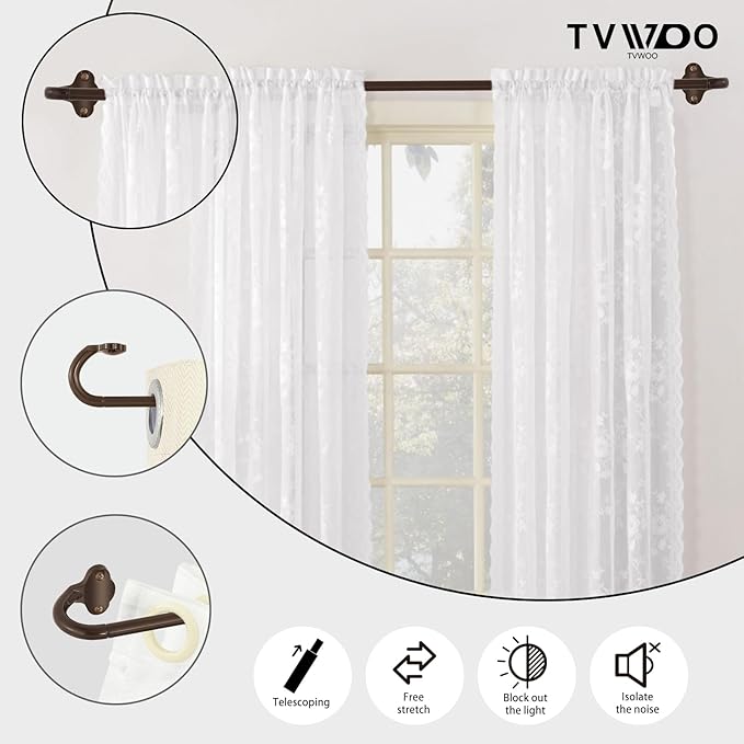 TVWOO Bronze Wrap Around Curtain Rods:5/8 Inch Blackout Adjustable Window Curtain Rod for Bedroom Kitchen Apartment Renter Friendly,Room Darkening Curved Drapery Rods Easy Install,Antique Brown 28-48"