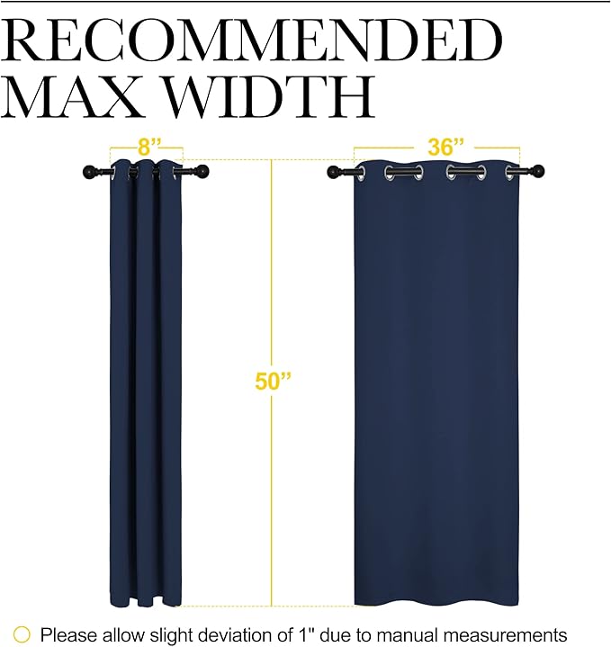 NICETOWN Blackout Curtain Panels, Window Treatment Energy Saving Thermal Insulated Solid Grommet Blackout Drapes/Draperies (Navy, 1 Pair, 42 by 50-inch)