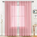 SpaceDresser Sheer Voile Window Treatment Rod Pocket Curtain Panels for Kitchen Bedroom Living Room Drapes Sunlight Filtering Privacy Semi Home Decor Assorted Colors Sizes (Blush, 52 W x 108 L)