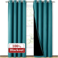 NICETOWN 100% Blackout Curtains 84 inches Long, Pair of Energy Smart & Noise Blocking Out Drapes for Baby Room Window, Thermal Insulated Guest Room Lined Window Dressing(Peacock Teal, 52 inches Wide)