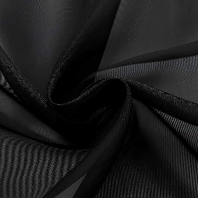 SpaceDresser Black Sheer Curtains 4 Panels Rod Pocket Semi-Sheer Curtain 90 Inches Long Light Filtering Voile Window Drapes for Bedroom Living Room Kitchen, Each 52W x 90L