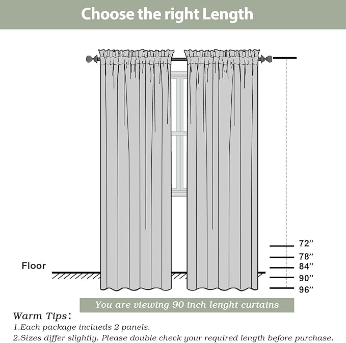 OWENIE Dusty Blue Sheer Curtains 90 Inches Long 2 Panels Set for Living Room Bedroom, Light Filtering Rod Pocket Clear Sheer Curtain 2Pcs, Each 42" W x 90" L, Total 84 Inch Width