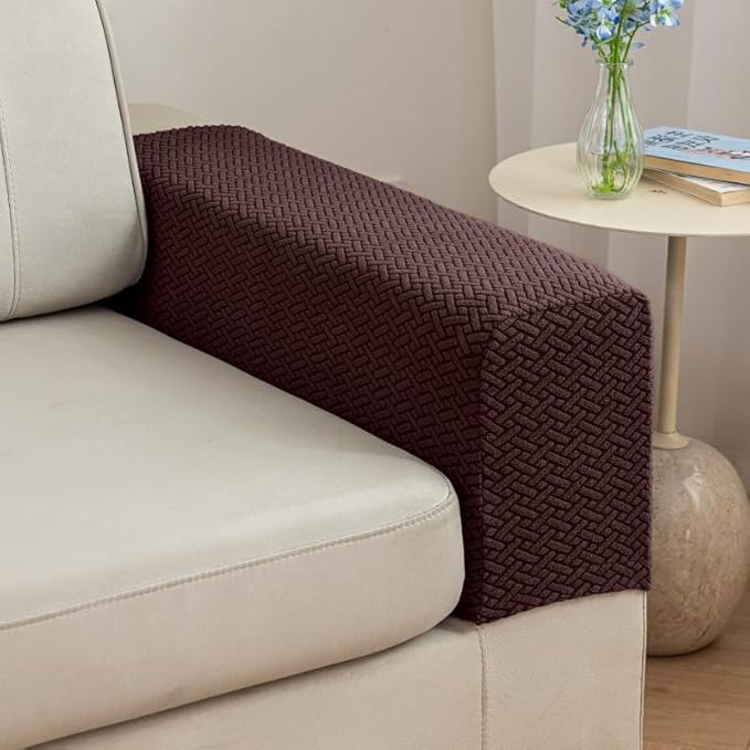 Soothing Home Sofa Covers, Sofa Hero Covers, Wear-Resistant Universal Couch Covers Washable Stretch Sectional Couch Cushion Covers (Brown,Arm Rest Covers 2pcs)