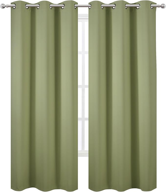 LEMOMO Sage Green Thermal Blackout Curtains/42 x 95 Inch/Set of 2 Panels Room Darkening Curtains for Bedroom