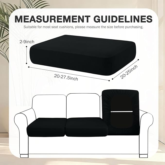 hyha 12Pcs Patio Cushion Covers, Stretch Outdoor Couch Cushion Covers Replacement, Washable Outdoor Chair/Sofa Slipcovers for Patio Furniture Cushions Protector with Elastic Bottom(Black,Cover Only)
