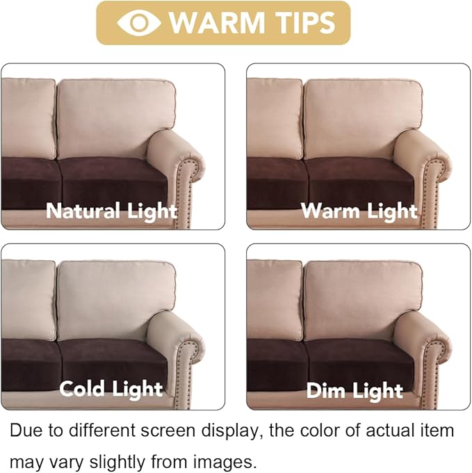 H.VERSAILTEX Velvet Stretch Couch Cushion Cover Plush Cushion Slipcover for Chair Loveseat Sofa Cushion Furniture Protector Seat Cushion Sofa Cover (2 Piece Medium Sofa Cushion Covers, Brown)