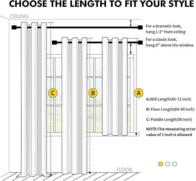 MIULEE Yellow Blackout Curtains for Bedroom Living Room 72 Inches Long 2 Panels, Thermal Insulated Room Darkening Drapes Solid Grommet Noise Reduction Light Blocking Window Treatments 40x72 inch