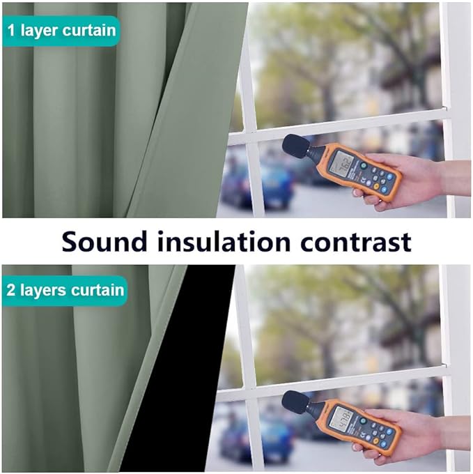 NICETOWN 100% Blackout Curtains 54 inches Long, Double-Deck Completely Blackout Window Treatment Thermal Insulated Lined Drapes for Small Window (Greyish Green, 1 Pair, 46 inches Width Each Panel)