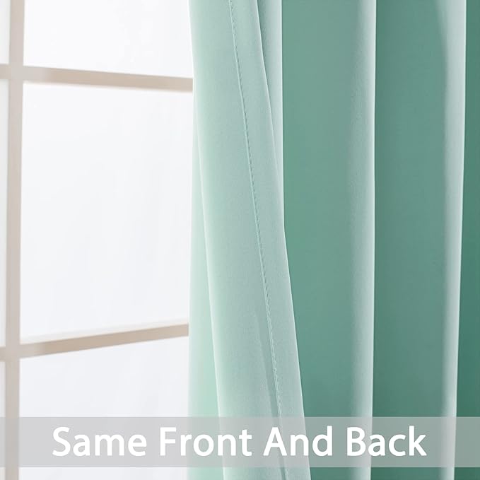 Yakamok 84 Inch Length Blackout Curtains for Bedroom, Room Darkening Thermal Insulated Solid Grommet Panels for Living Room(62Wx84L, Aqua, 2 Panels)