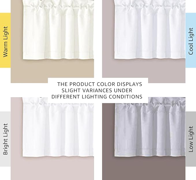 H.VERSAILTEX 2 Panels White Valance for Windows, Natural Blackout Curtains Valances for Small Windows/Living Room/Bedroom/Bathroom Rod Pocket 52" W x 18" L, Pure White，2 Packs