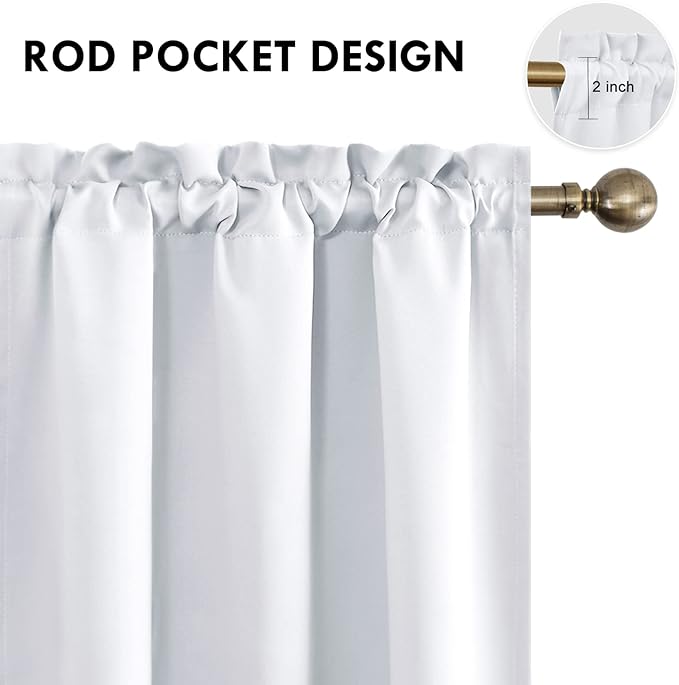 DWCN Blackout Curtains for Bedroom – Thermal Insulated Room Darkening Drapes for Living Room, Greyish White, W 42 x L 84 Inch, Set of 2 Rod Pocket Curtain Panels