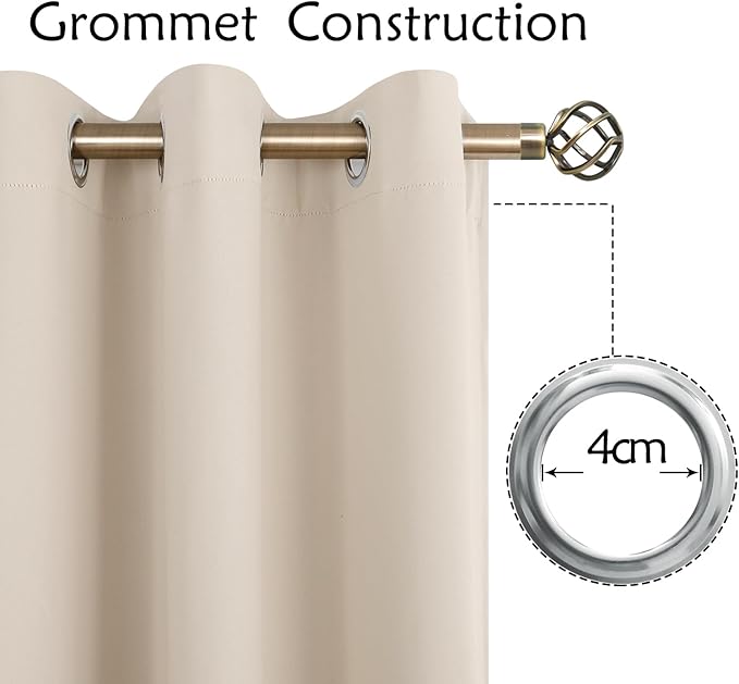 BGment Blackout Curtains - Grommet Thermal Insulated Room Darkening Bedroom and Living Room Curtains, Set of 2 Panels (52 x 63 Inch, Champagne)