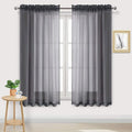 DWCN Dark Gray Sheer Curtains Semi Transparent Voile Rod Pocket Curtains for Bedroom and Living Room, 60 x 63 inches Long, Set of 2 Panels