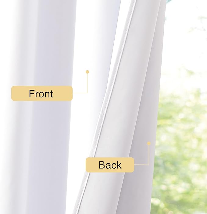 NICETOWN Bedroom 100% Blackout Curtains, 2 Panels, 34 by 40, Snow White, Window Treatment Rod Pocket Curtains/Drapes for Bedroom
