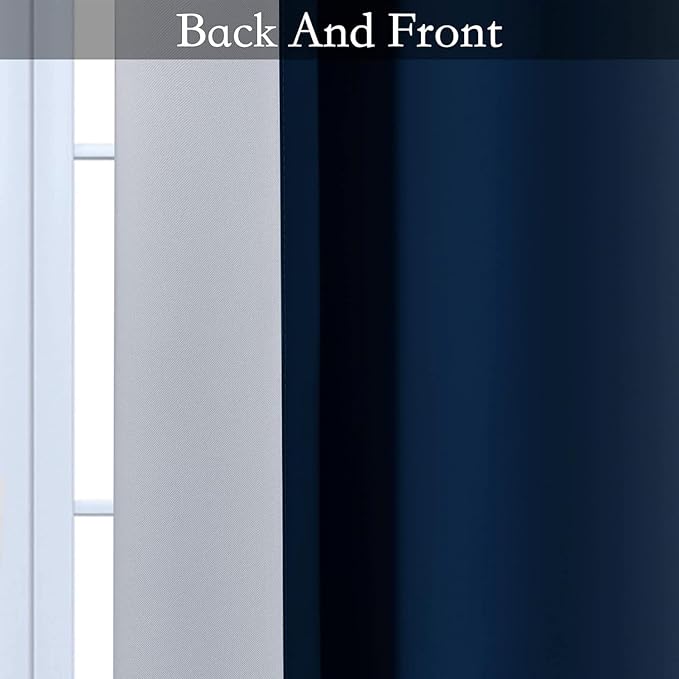 SimpleHome Ombre Room Darkening Curtains for Bedroom, Gradient Dark Blue to Grey White Light Blocking Thermal Insulated Grommet Window Curtain/Drapes for Living Room,2 Panels, 70x84 inches Length