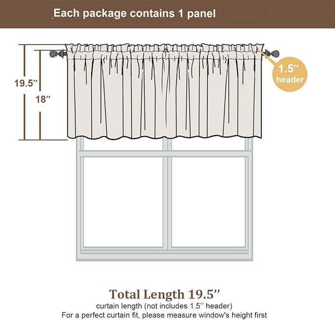 Chyhomenyc Light Green Short Curtain Valance for Windows, Faux Linen Textured Half Window Curtains, Burlap Solid Topper Small Curtain Valance for Bathroom Laundry Basement, 60Wx18L Inch, 1 Piece
