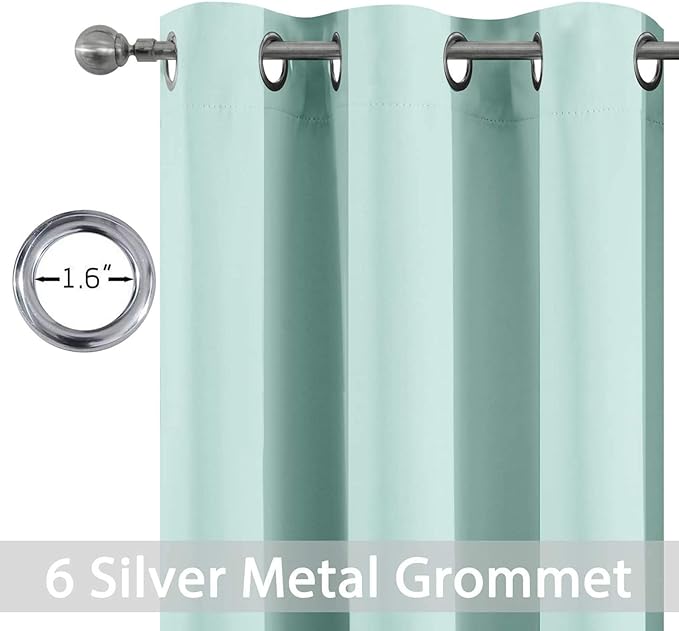 Yakamok Blackout Curtains Room Darkening Thermal Insulated Window Panels,Solid Grommet Top Drapes for Bedroom/Living Room(42Wx63L, Aqua, 2 Panels)