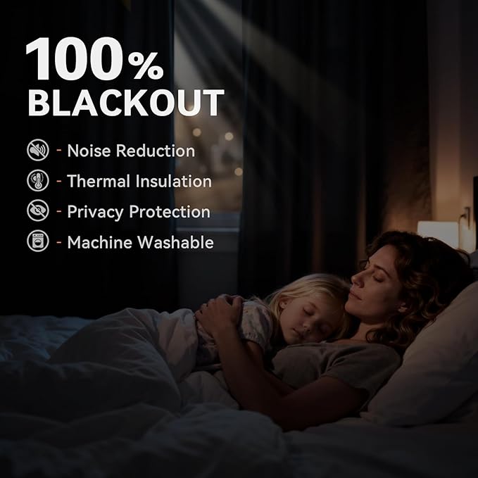 100% Blackout Shield Linen Blackout Curtains for Bedroom, Grey Grommet Curtains for Living Room, Thermal Insulated Room Darkening Drapes for Nursery, Boho Home Decor, 50" W x 72" L, 2 Panels