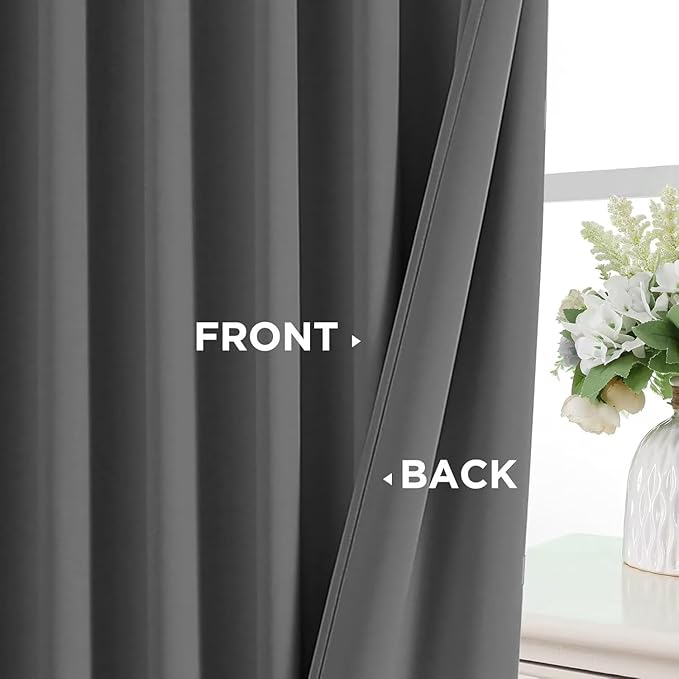Joydeco Blackout Curtains 108 Inch Length 2 Panels Set, Thermal Insulated Long Curtains& Drapes 2 Burg, Room Darkening Grommet Drapes for Living Room Bedroom Window (Light Grey, W52 x L108 Inch)