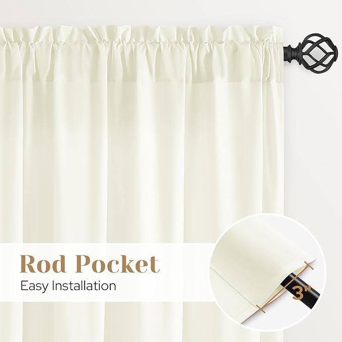 HOMEIDEAS Non-See-Through Ivory Privacy Sheer Curtains, 52 X 54 Inches Long 2 Panels Sheer Curtains Light Filtering Window Drapes for Bedroom Living Room