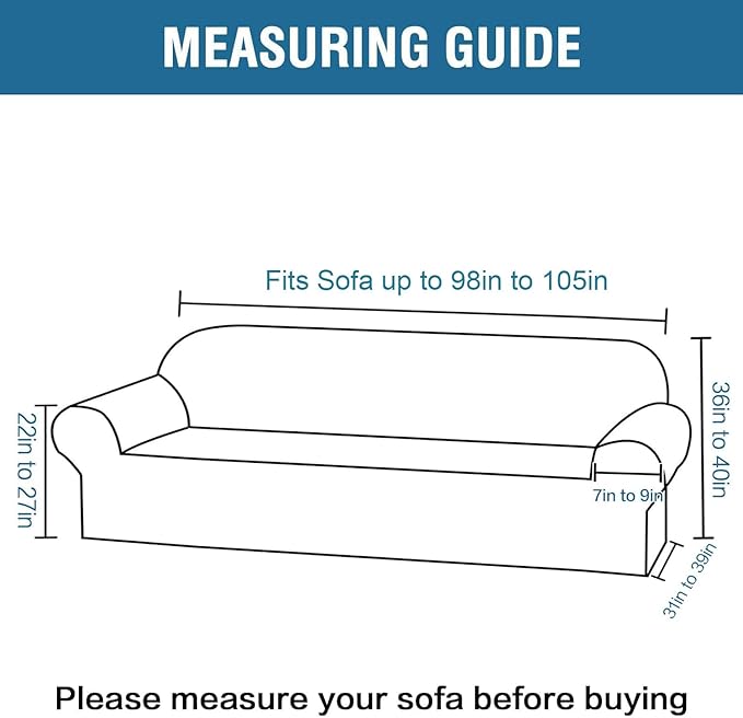 H.VERSAILTEX Stretch Velvet Sofa Covers Large Couch Covers Sofa Slipcovers Furniture Protector Soft with Non Slip Elastic Bottom, Feature Thick Comfy Rich Velour (Extra Wide Sofa 98"-105", Oatmeal)