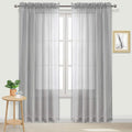 DWCN Grey Sheer Curtains Semi Transparent Voile Rod Pocket Curtains for Bedroom and Living Room, 60 x 96 inches Long, Set of 2 Panels