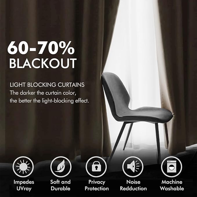 MIULEE 2 Panels Blackout Velvet Curtains Solid Soft Grommet Camel Beige Curtains Thermal Insulated Soundproof Room Darkening Curtains/Drapes/Panels for Living Room Bedroom 52 x 72 Inch