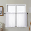 Gwine White Sheer Curtains 30 Inch Length, Short Light Filtering Voile Small Cafe Kitchen Curtains with Rod Pocket, Short Curtain for Bathroom Window, 42x30 Inch, 2PCS