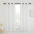 NICETOWN White Sheer Curtains 63 inch Length, Grommet Linen Blend Textured Semi Sheer Privacy Window Treatments Light Filtering for Bedroom, 42" W x 63" L, Set of 2
