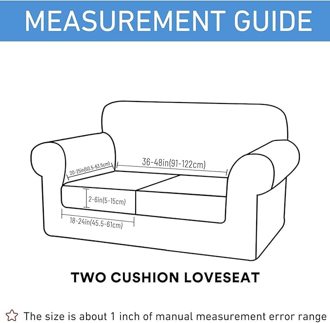 hyha Waterproof Couch Cushion Covers for Pets, Non Slip Sofa Seat Cover for Dogs Washable, Soft Thick Stretch Jacquard Fabric, Sofa Slipcovers with Elastic Bottom (2 Pieces, Light Grey)
