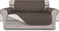 Easy-Going Reversible Loveseat Couch Cover for 2 Cushion Couch Sofa Cover for Dogs Water Resistant Furniture Protector with Foam Sticks Elastic Straps for Pet (Loveseat, Taupe/Ivory)