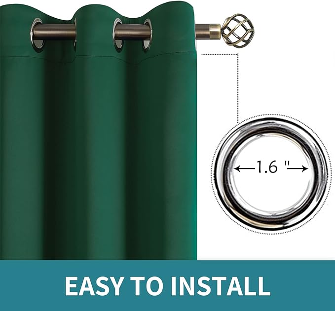BGment Blackout Curtains for Bedroom - Grommet Thermal Insulated Room Darkening Drapes for Living Room, Set of 2 Panels (38 x 84 Inch, Emerald Green)