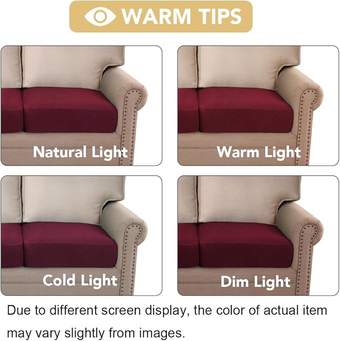 H.VERSAILTEX Super Stretch Individual Seat Cushion Covers Sofa Covers Couch Cushion Covers Slipcover Sets Thick Jacquard Textured Twill Fabric (1 Piece Chair Cushion Cover, Burgundy Red)