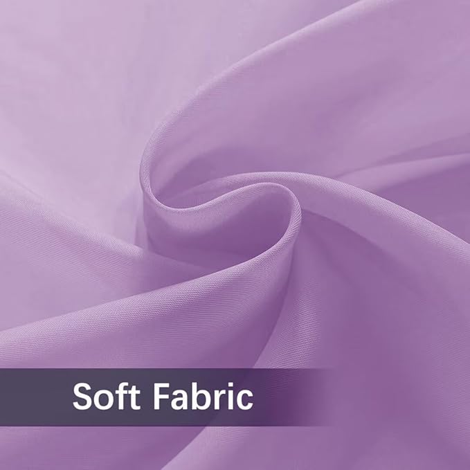 youleyar Solid Sheer Rod Pocket Curtain Voile Draperies 2 Panels White Beige Black Grey Coffee 52 Inch Width 96 Inch Long 1 Pair for Kitchen Bedroom Children Living Room Yard (Lavender,52Wｘ96L)