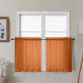 Gwine Burnt Orange Sheer Curtain Tiers 24 Inch Length, Light Filtering Voile Short Curtain for Living Room, Rod Pocket Fall Cafe Curtains for Small Windows 42Wx24L Inch, 2PCS
