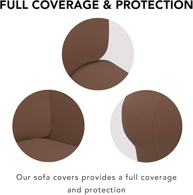 PureFit Super Stretch Chair Sofa Slipcover – Spandex Non Slip Soft Couch Sofa Cover, Washable Furniture Protector with Non Skid Foam and Elastic Bottom for Kids, Pets （Chair, Brown）