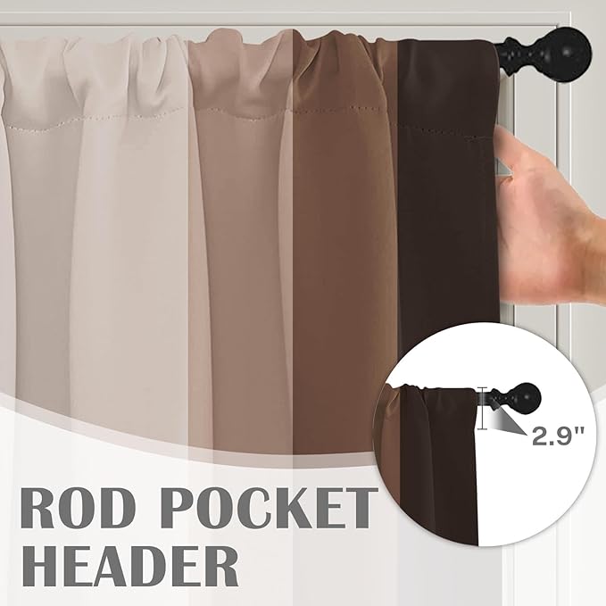 Emvency 2 Pack Valances Window Treatments, Striped Neutral Brown Minimalist Beige Retro Drapes Adjustable Curtain for Windows Living Room Kitchen Over Sink, 52x18 Inch Rod Pocket Valances